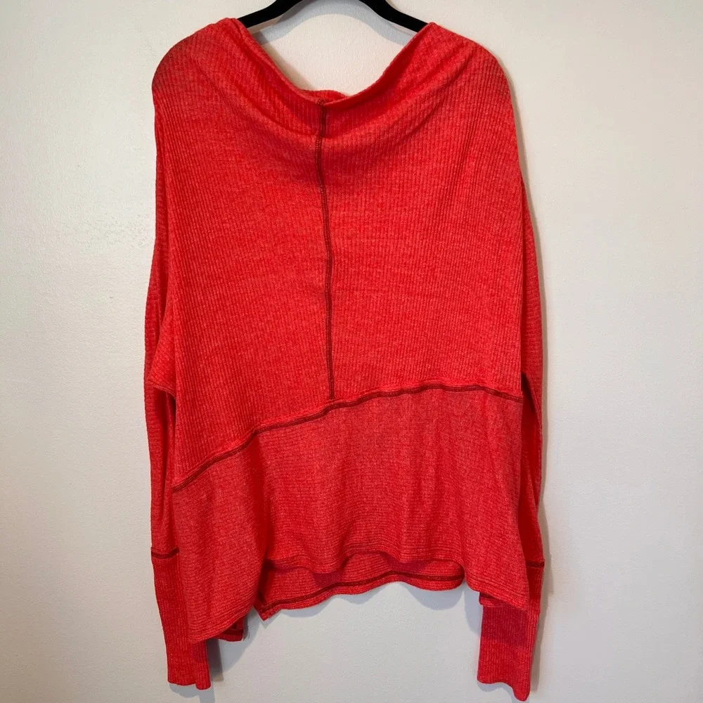 Free People We The Free Londontown Thermal Top Coral Oversized Cowl Neck P Small